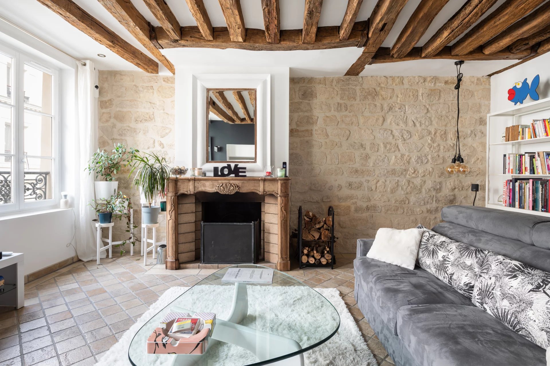 Sale of Charming Apartments with Beams, Woodwork, Pretty Parquet Floors and Fireplaces in Paris