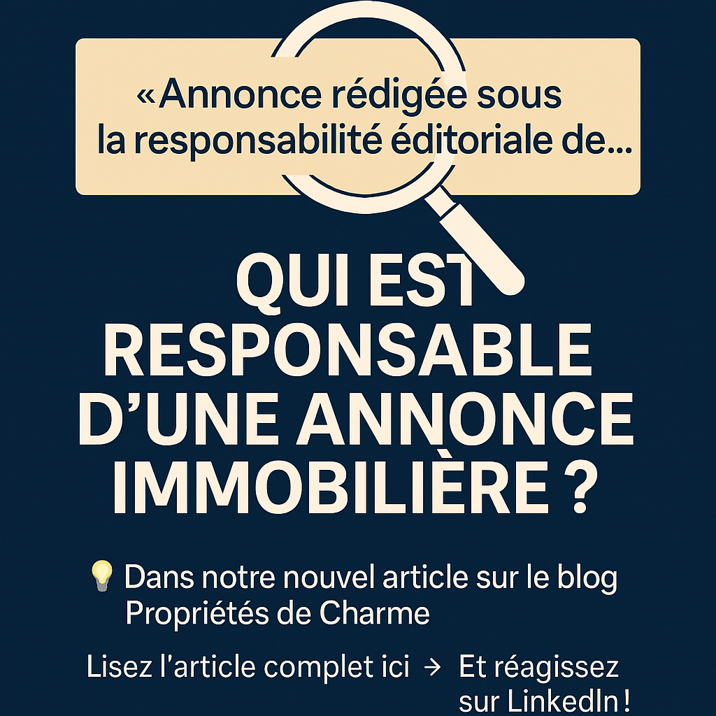 « La présente annonce immobilière a été rédigée sous la responsabilité éditoriale de M. ou Mme X, mandataire indépendant en immobilier (sans détention de fonds), agent commercial du réseau Y, immatriculé au RSAC de Z sous le numéro XX, titulaire de la carte de démarchage immobilier pour le compte de la société Y.