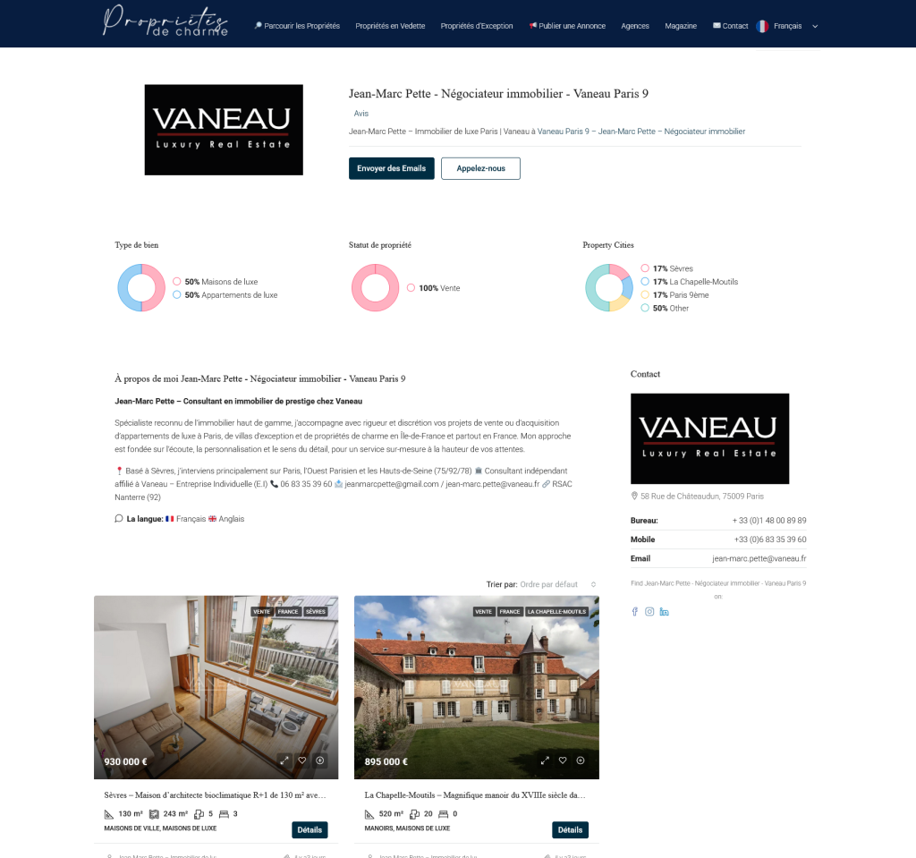 Jean-Marc Pette - Négociateur immobilier luxe - Vaneau Paris 9 Propriétés De Charme