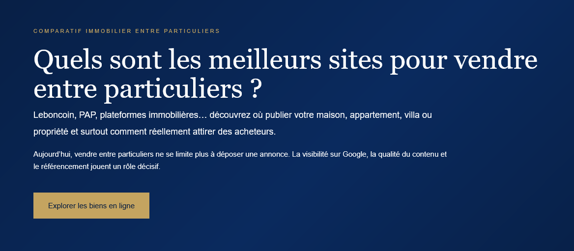 Quels sites pour vendre maison ou appartement entre particuliers comparatif conseils visibilité et stratégies pour vendre efficacement sans agence.