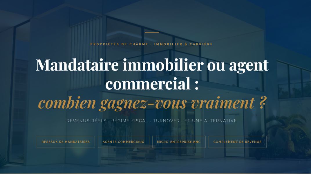 Mandataire immobilier ou agent commercial : découvrez les revenus réels, le régime micro, le turnover des réseaux et une alternative pour compléter vos revenus.