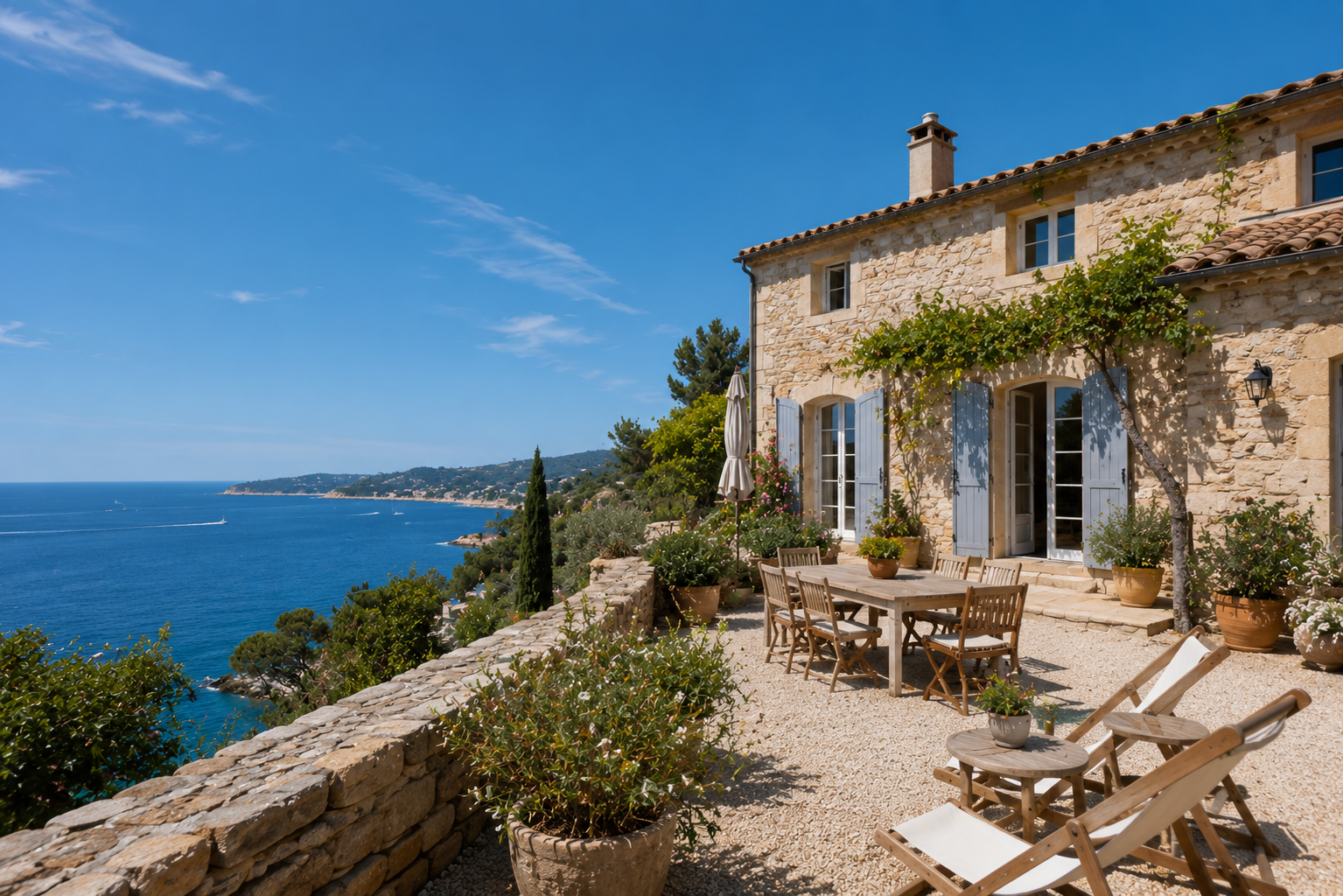 Mas provençal vue mer à vendre entre particuliers — présentation valorisante sans agence