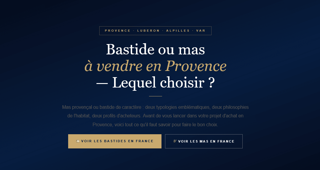 Bastide or mas in Provence: differences, prices, regions, and advice for making the right choice. Bastide and mas listings for sale on Propriétés De Charme.