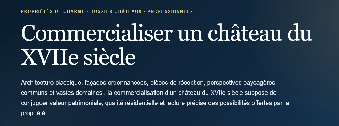 How to market a 17th century castle? Positioning, presentation, heritage and distribution to a French and international clientele.