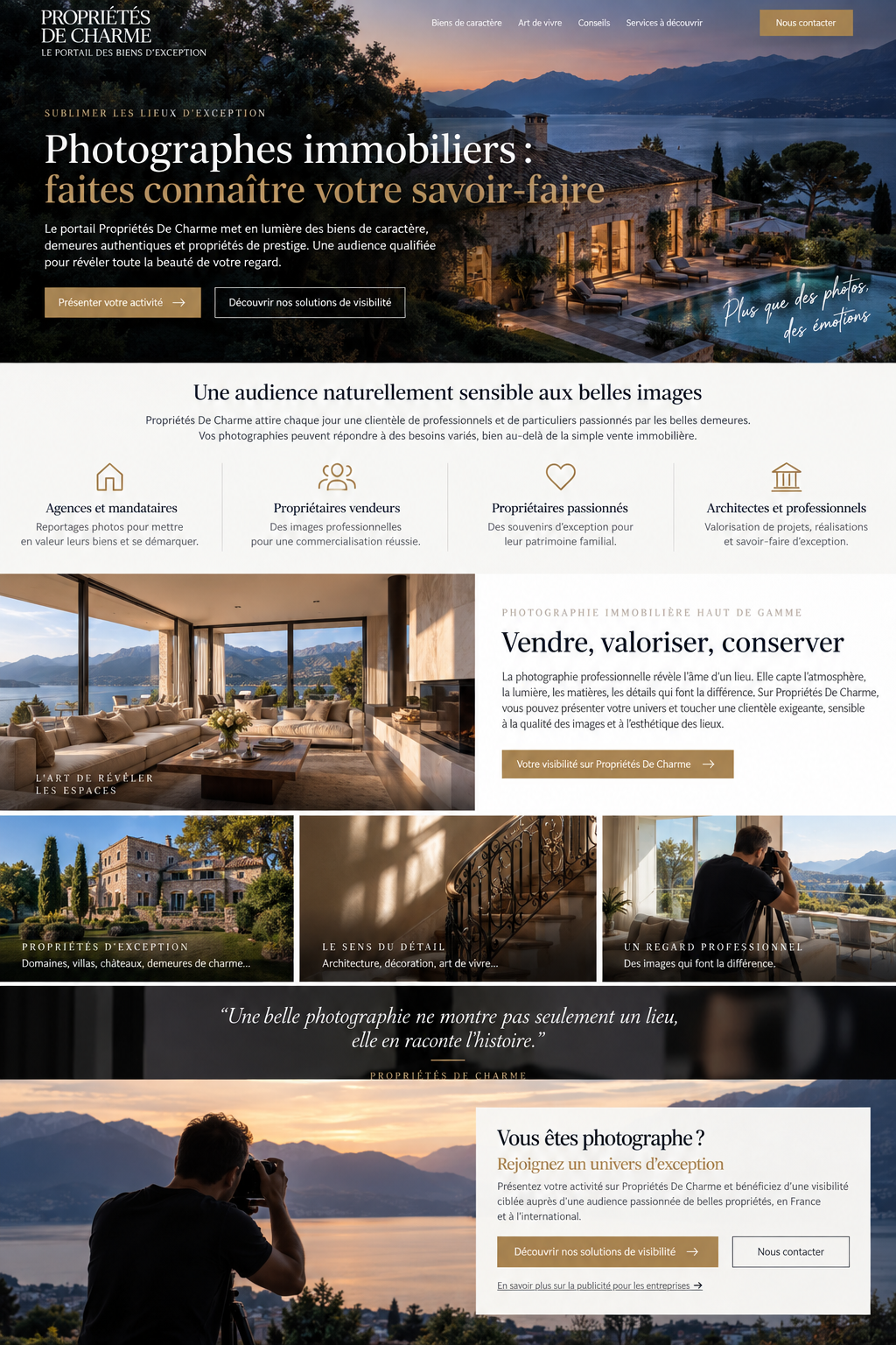 Photographe immobilier de luxe pour propriétés et biens de prestige