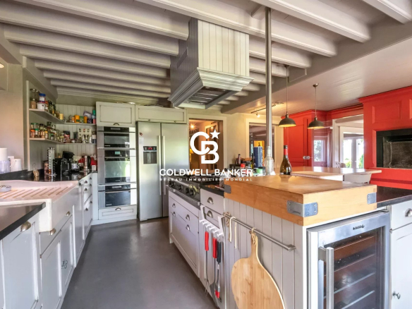 Cuisine moderne d'une ferme rénovée à Arbusigny avec équipements contemporains.