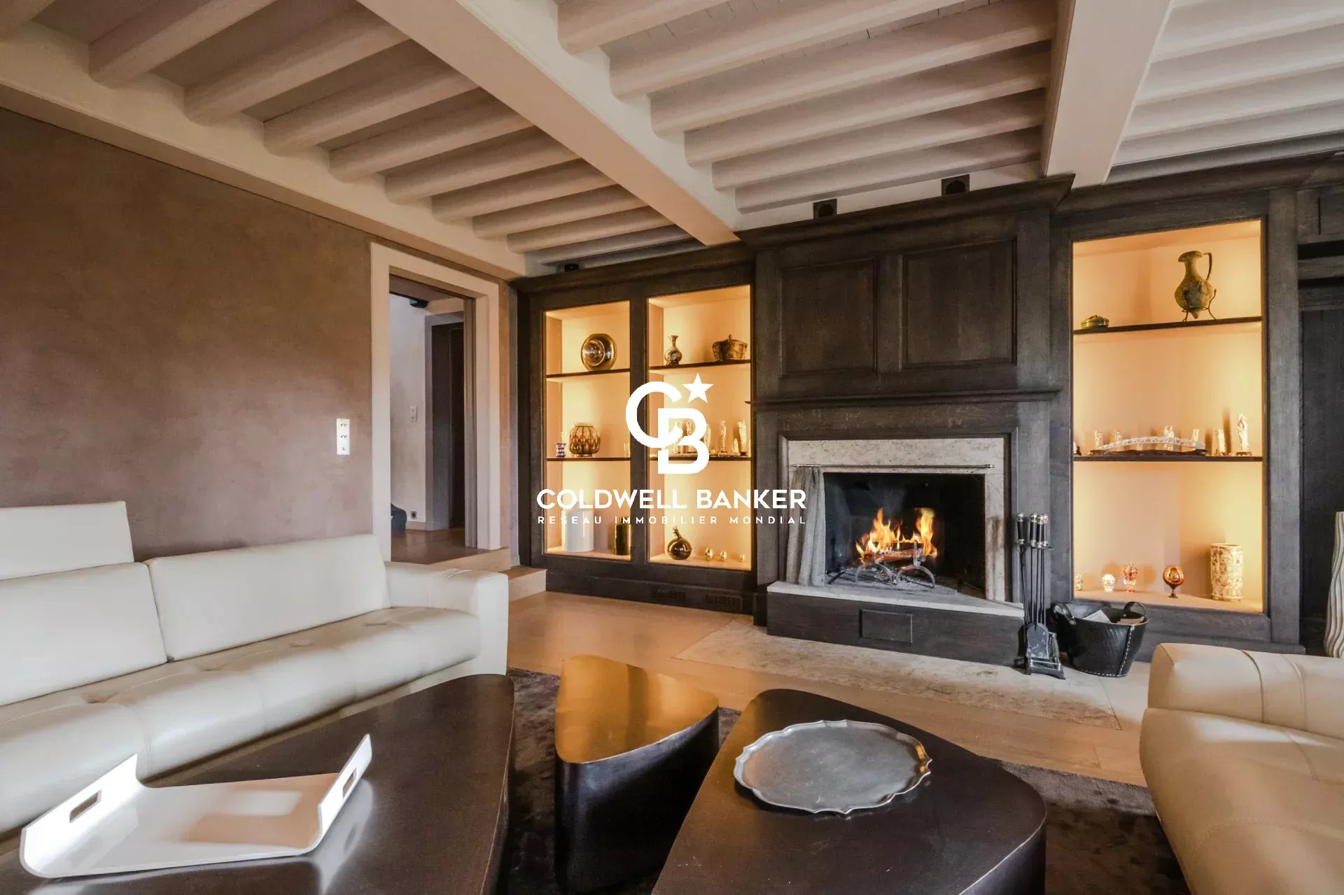 Intérieur d’une ferme rénovée à Arbusigny Intérieur d'une ferme rénovée avec cheminée et mobilier moderne.