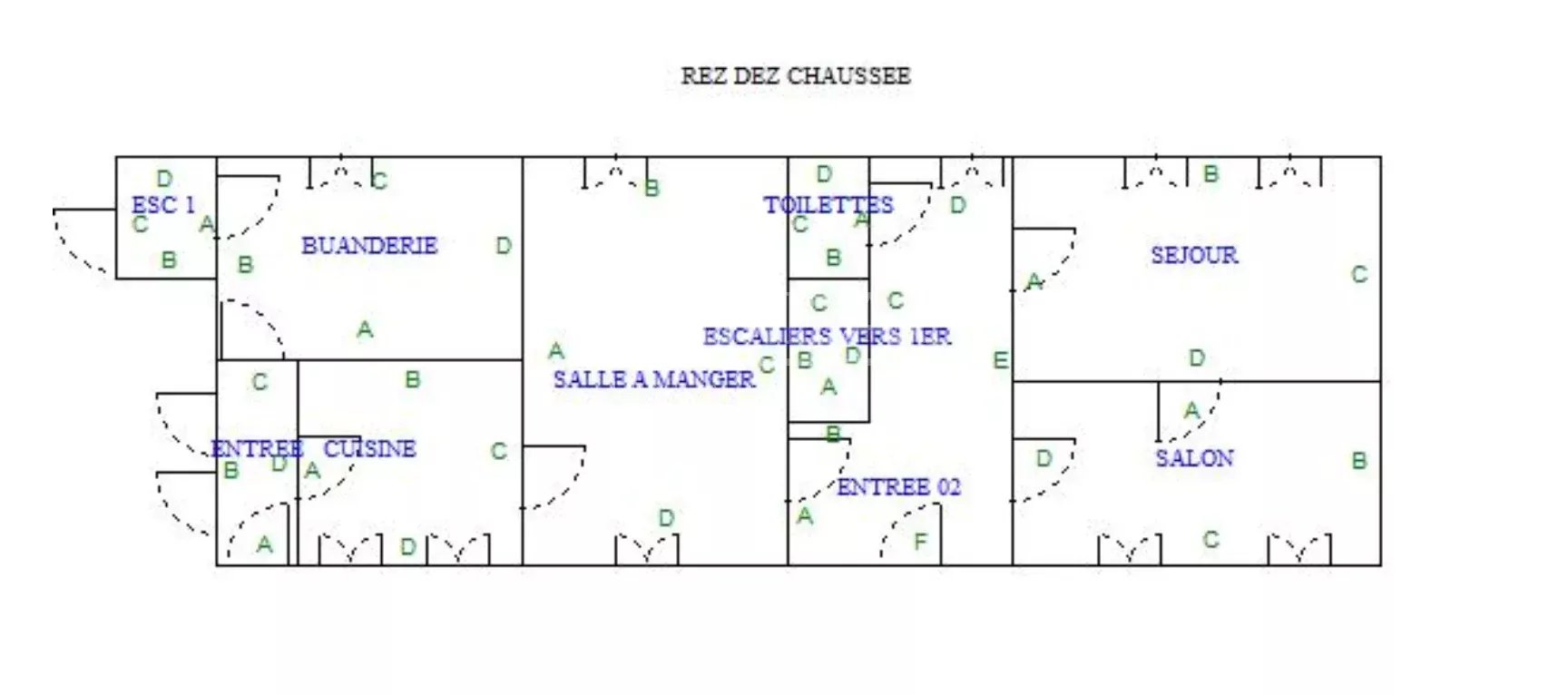 df6a5ed5d555836126e110af01def4d8_1d54f772e6_1728-original Ground-floor floor plan with labeled rooms: ENTREE, BUANDERIE, SALLE A MANGER, TOILETTES, SEJOUR, SALON and entrance doors (REZ DE CHAUSSEE).