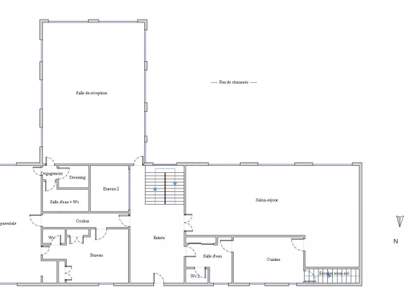 Plan de la maison d'architecte à Nointot, Normandie, montrant les différentes pièces et agencements.