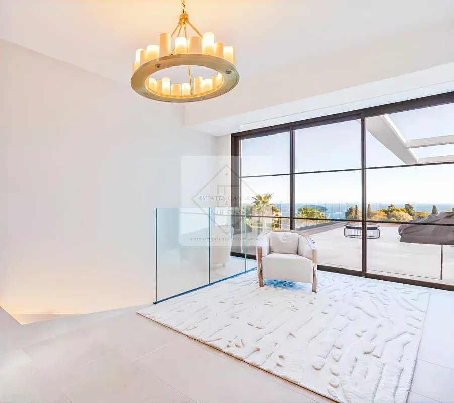 Contemporary villa in Super Cannes Interior of a contemporary villa in Super Cannes with sea views.