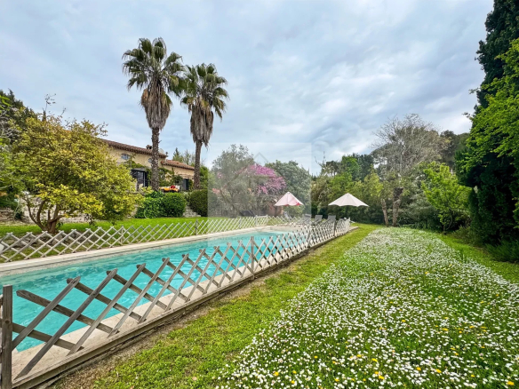 Swimming pool surrounded by greenery in a house in Mougins.