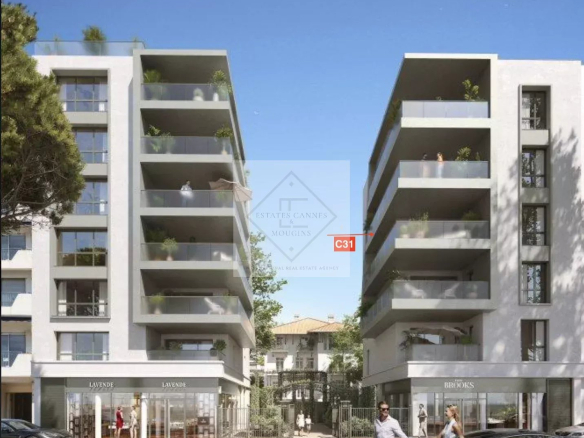 View of a new beachfront apartment in Juan-les-Pins, Antibes.