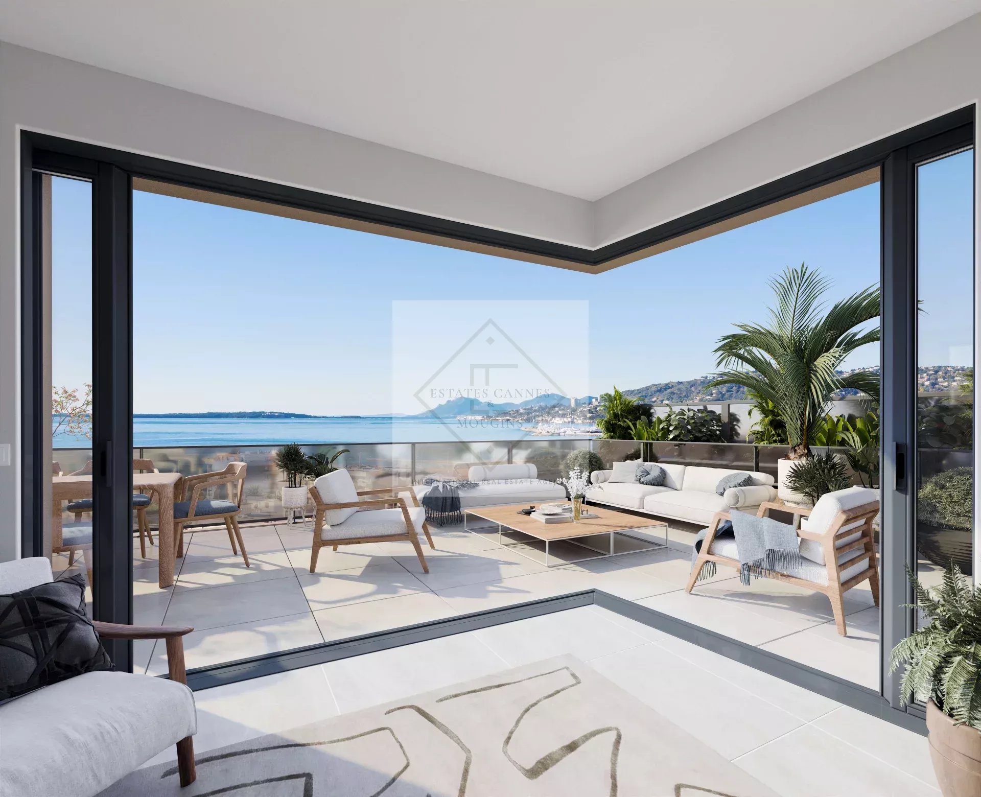 Penthouse with sea view in Juan-les-Pins Interior of a modern penthouse with sea views in Juan-les-Pins, Antibes.