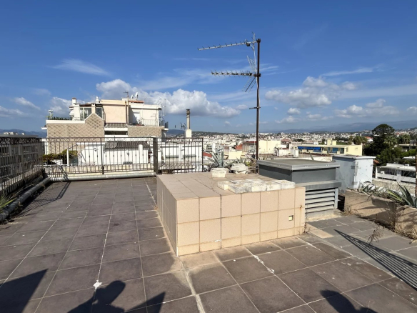 Terrace with sea view in Cannes, Basse Californie area, clear skies.