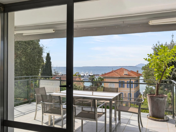 View from an apartment terrace with the sea in the background, Cap d'Antibes.