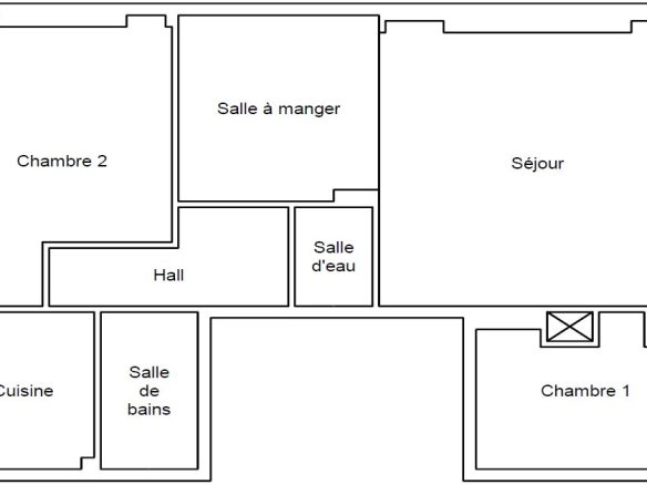 Floor plan of a 3-room apartment in Cannes with room layout.