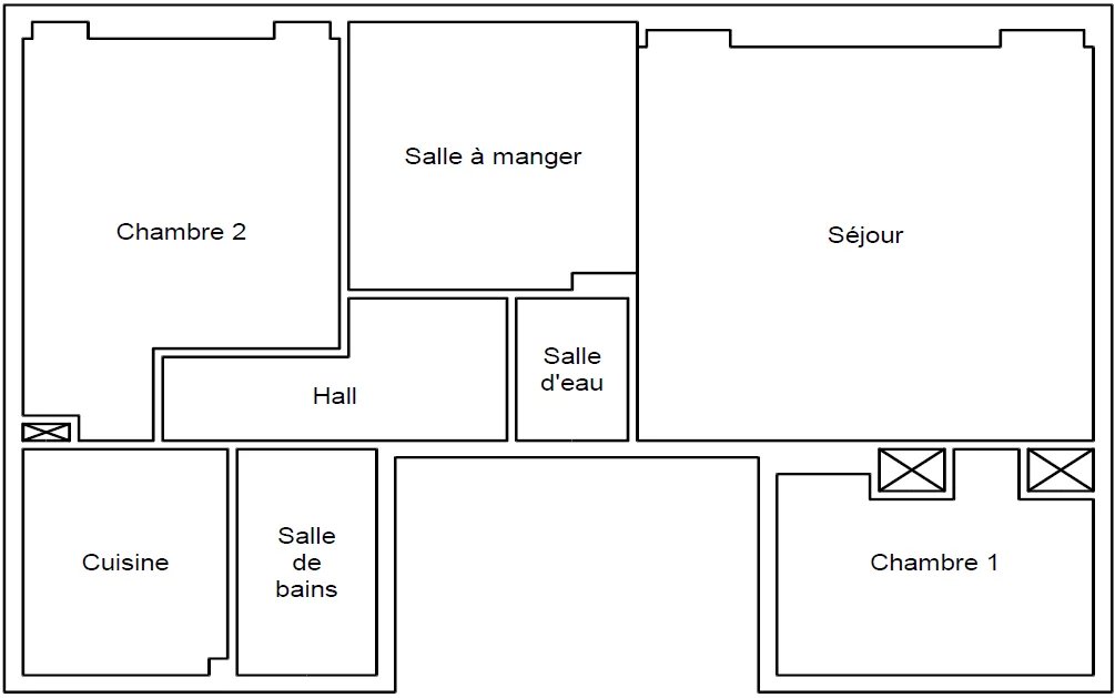 Floor plan of the 3-room apartment in Cannes Floor plan of a 3-room apartment in Cannes with room layout.