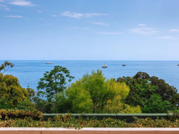 Panoramic sea view from an apartment in Roquebrune-Cap-Martin.
