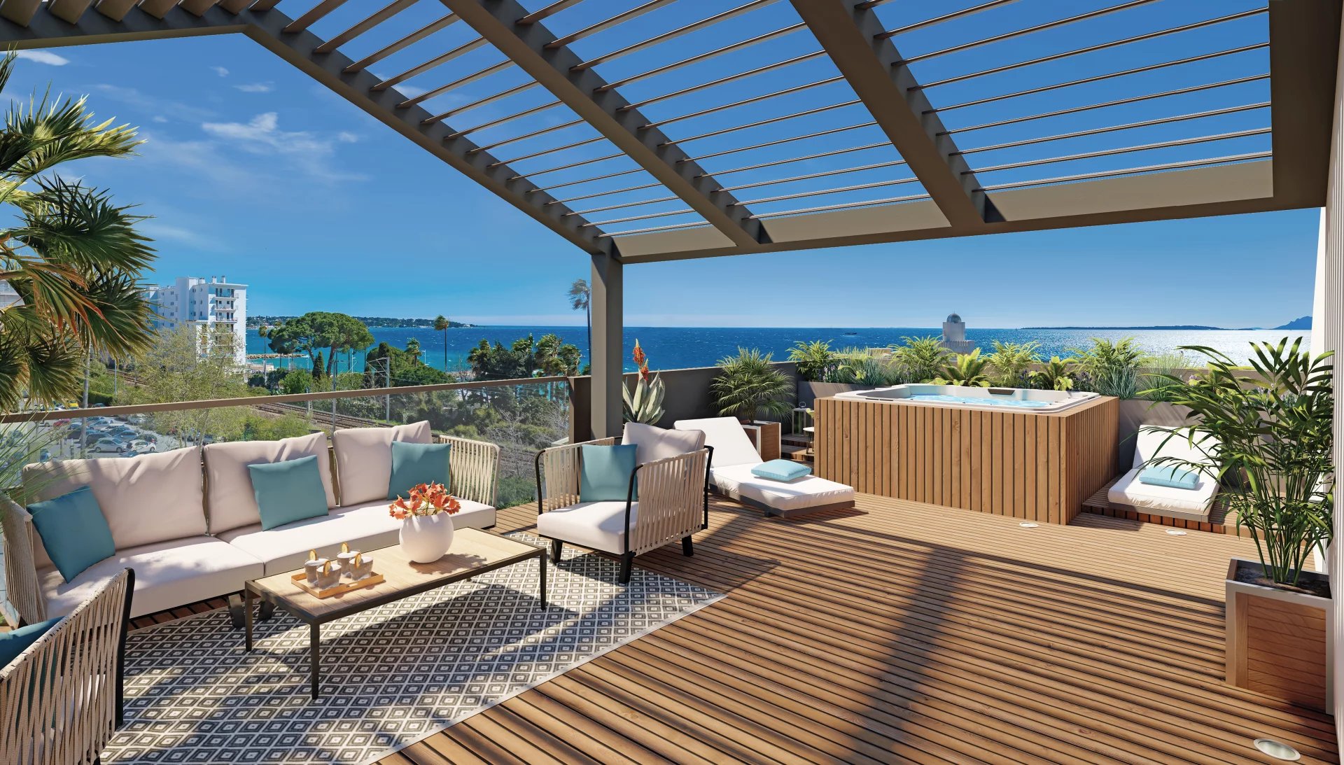 Penthouse avec vue mer à Juan-les-Pins Toit terrasse en duplex avec jacuzzi et vue sur la mer à Juan-les-Pins