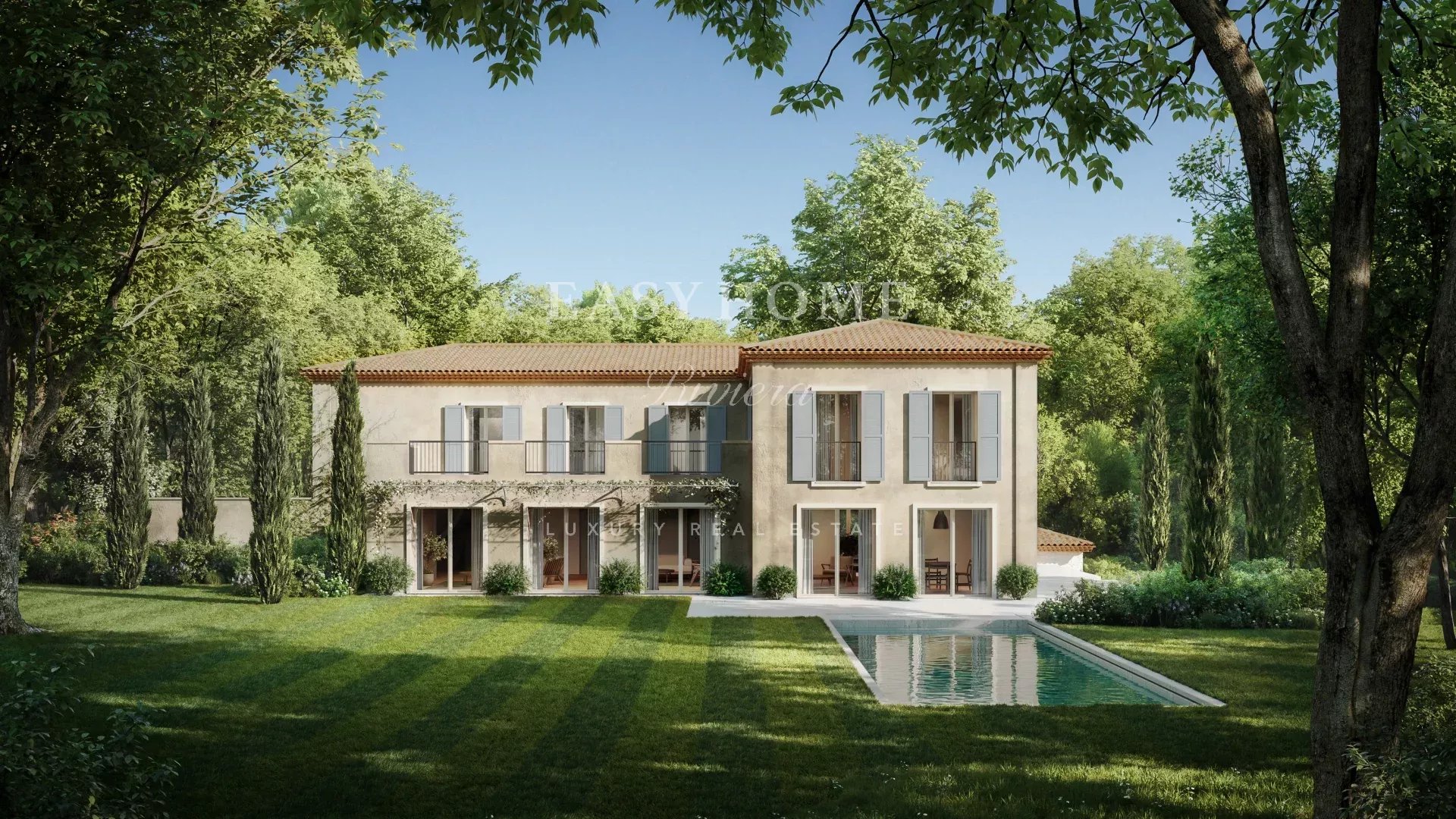 Villa à Mougins Villa dans un domaine résidentiel à Mougins avec jardins paysagers et piscine.