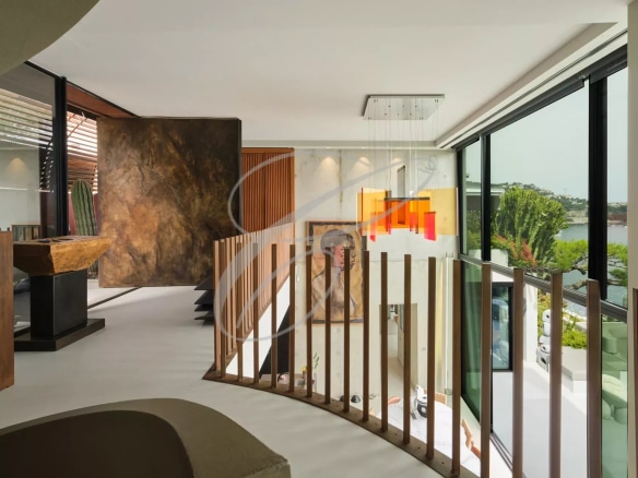 Interior of a contemporary villa with sea views, Roquebrune-Cap-Martin.