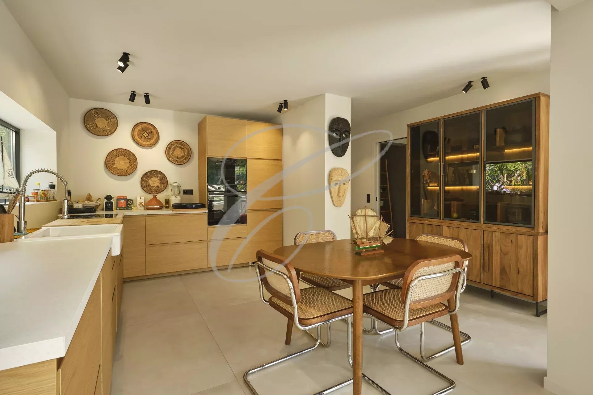 Kitchen and dining room of an apartment Modern kitchen with dining area in a renovated apartment.