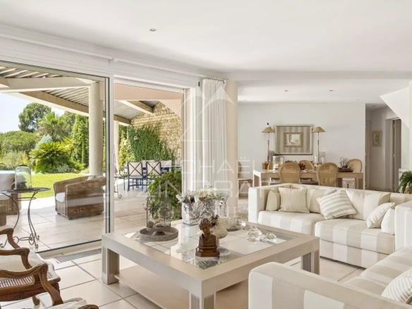 Interior of a modern property in Cannes with views of the sea and the Esterel mountains.