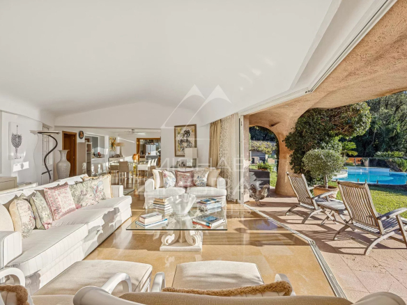 Interior of a Couëlle style villa with sea and garden views, Cannes.
