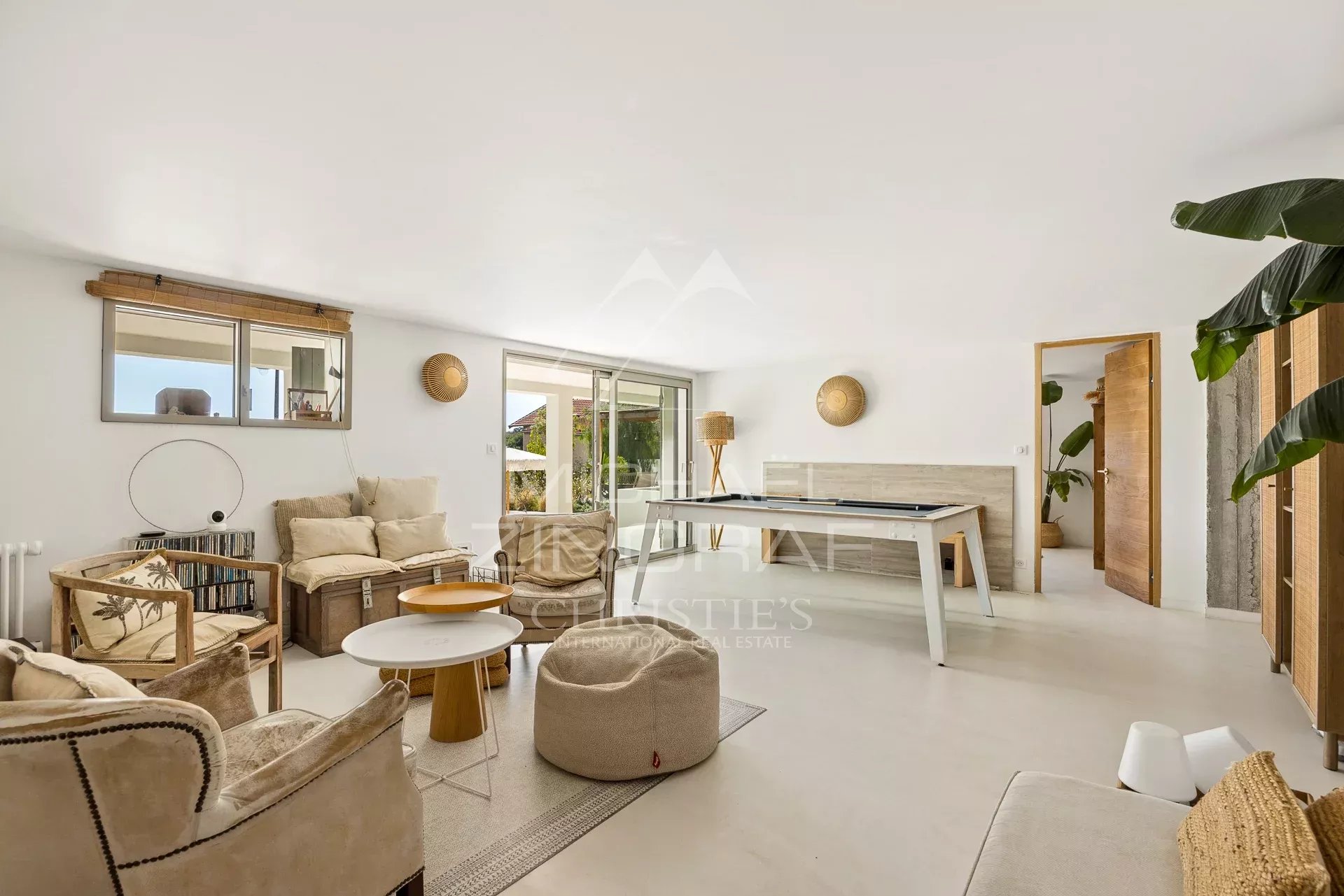 Interior of a villa in Nice Interior of a renovated villa in Nice with a bright living room and modern furniture.