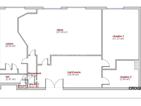 Plan d'un appartement de 150 m² à Nice, Carré d'Or, avec des espaces définis pour séjour, chambres et cuisine.