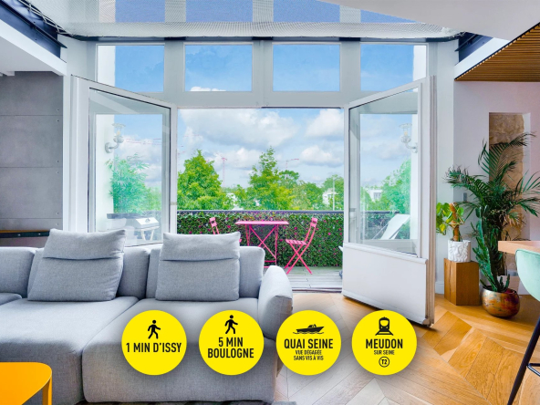 Meudon edge Boulogne &amp; Issy-les-Moulineaux – Exceptional Duplex on the Top Floor with Panoramic View of Seguin Island