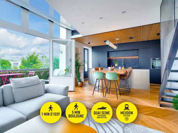 Meudon edge Boulogne &amp; Issy-les-Moulineaux – Exceptional Duplex on the Top Floor with Panoramic View of Seguin Island