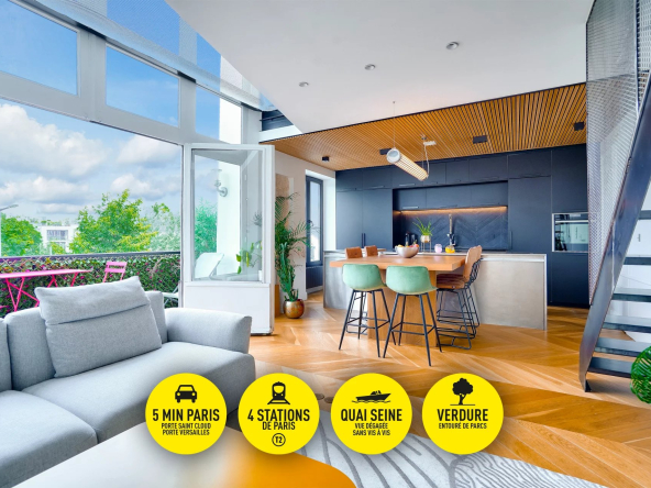 Meudon edge Boulogne &amp; Issy-les-Moulineaux – Exceptional Duplex on the Top Floor with Panoramic View of Seguin Island