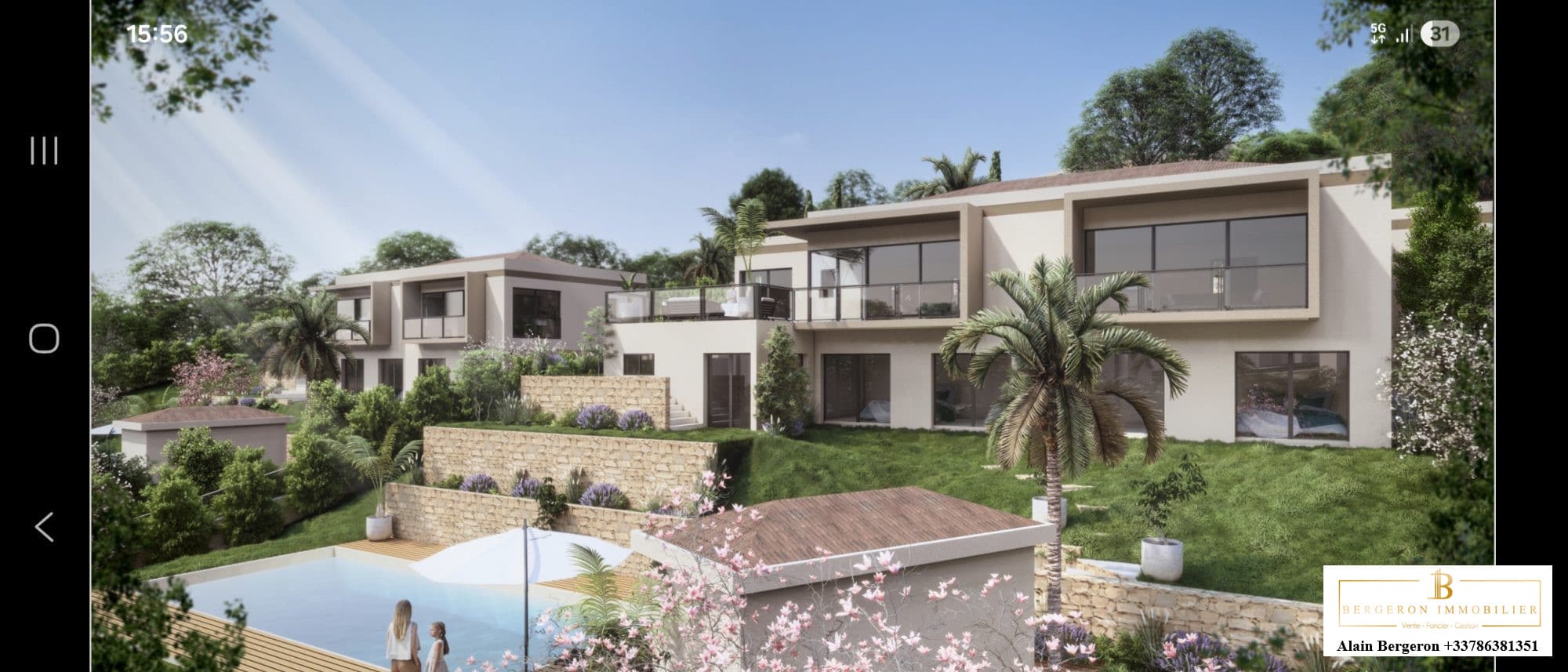 Projets de villas contemporaines à Mougins Deux villas modernes avec piscine et jardin dans un environnement calme à Mougins.