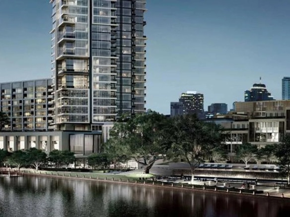 Modern residential building with four bedrooms in Bangkok, Thailand, near a body of water.