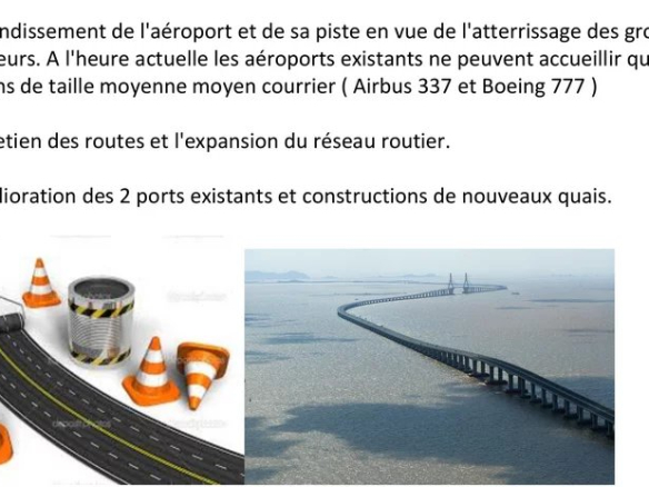 Illustration d'un projet d'infrastructure avec route et pont, évoquant des développements au Vanuatu.