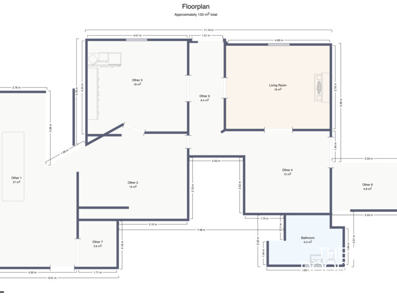 Plan d’étage de l’immeuble à Le Lavandou Plan d'étage d'un immeuble à vendre à Le Lavandou, montrant la disposition des appartements.