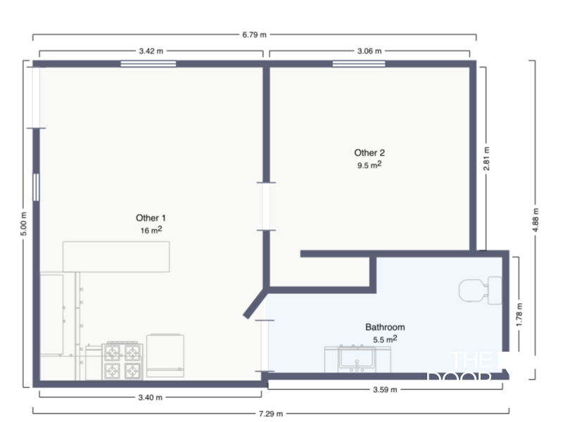 Plan d’appartement à vendre Plan d'un appartement avec différentes pièces et dimensions.
