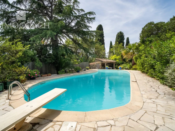 Swimming pool of 14x4 meters surrounded by greenery in a property in Carqueiranne.