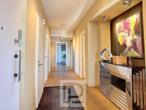Interior of a modern apartment with hallway and elegant decor.