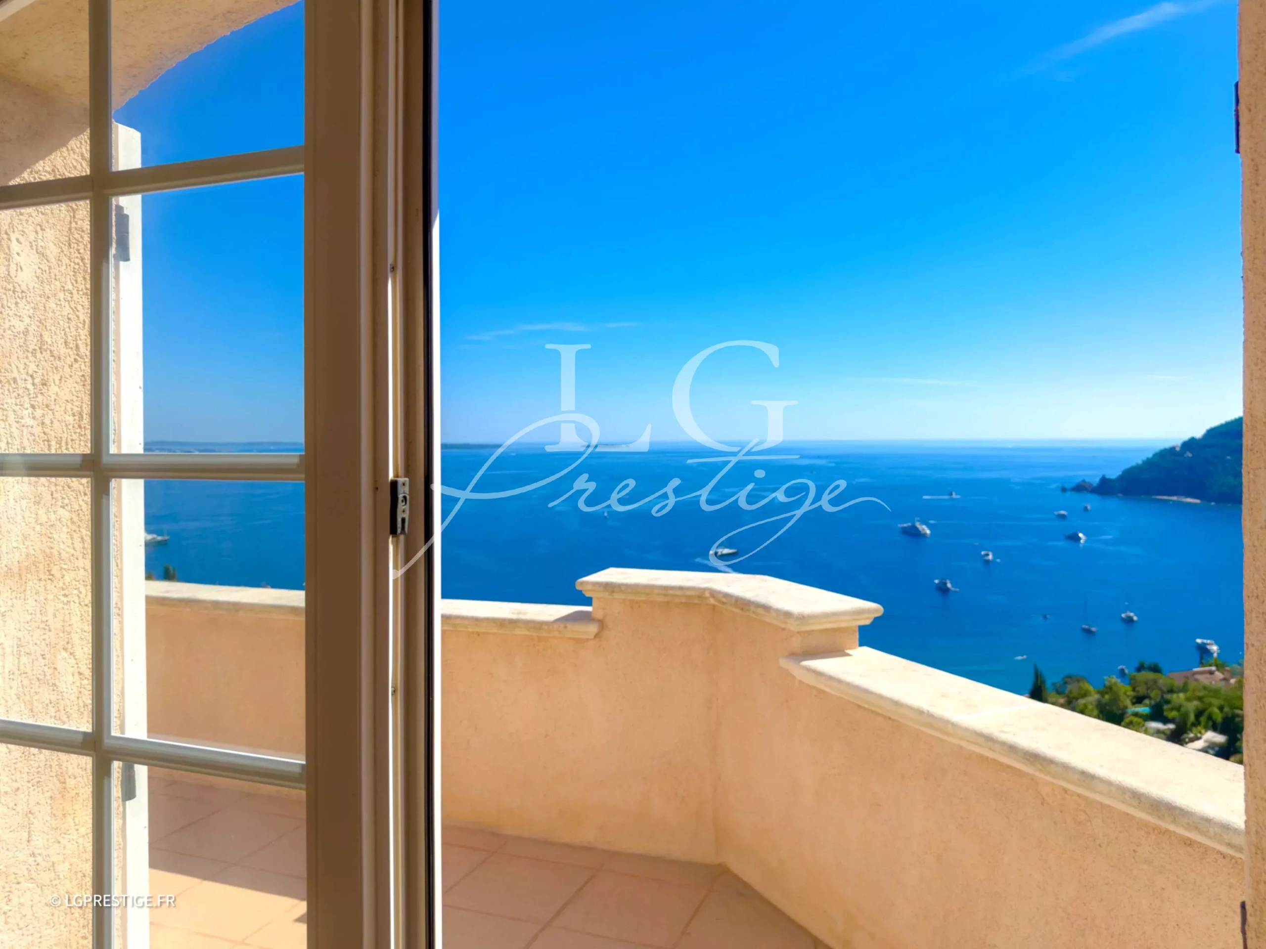 Sea view from a villa in Théoule-sur-Mer Panoramic sea view from a villa in Théoule-sur-Mer.