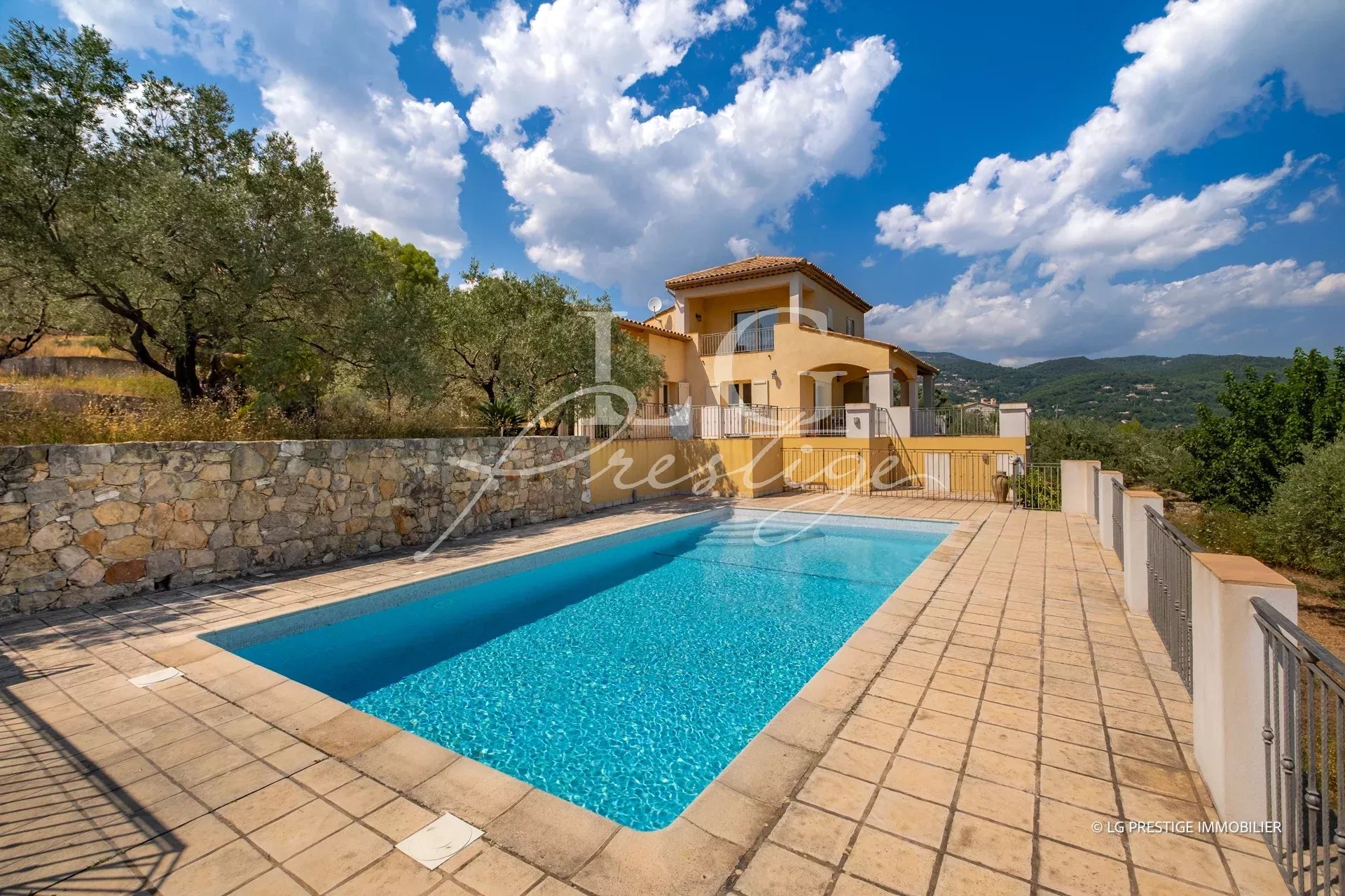 Villa provençale avec piscine et vue sur oliviers à Seillans.