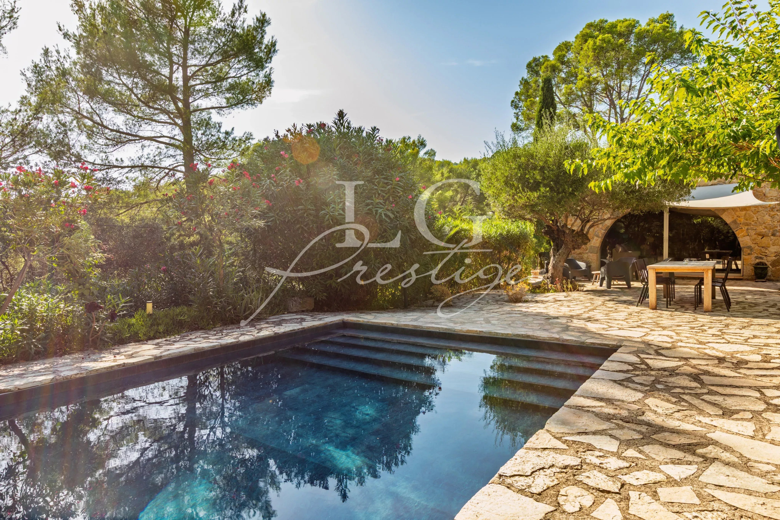 Provençal villa with swimming pool in Seillans Swimming pool surrounded by greenery in a Provençal villa in Seillans.