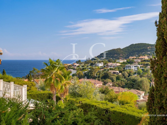 Panoramic view of the sea and hills from a villa in Mandelieu-la-Napoule.