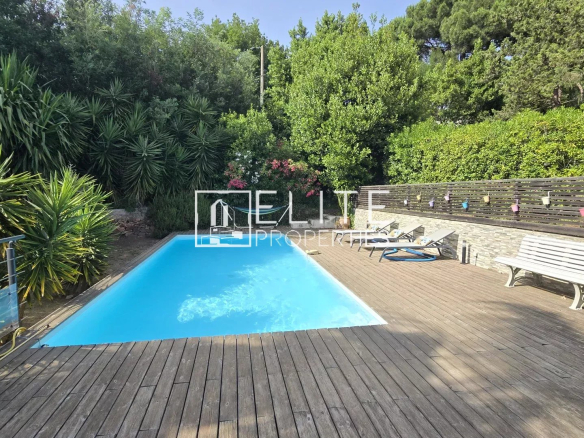 Swimming pool surrounded by vegetation in a house in Cannes La Bocca.