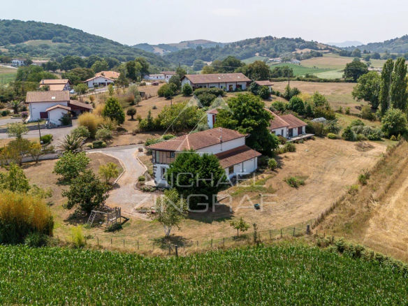 Vue aérienne de deux maisons de caractère sur un terrain de plus de 5 000 m² à Luxe-Sumberraute.