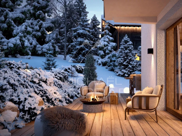 Neuf Premium 4 chambres – Centre village de Megève – Rez de jardin