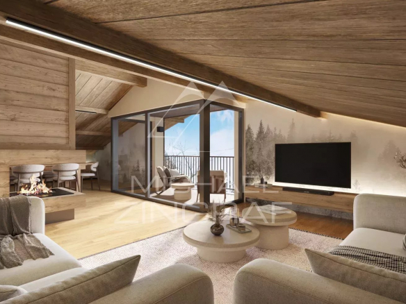 Appartement rénové salon cathédrale – 5 chambres – Megève à pied – Calme & vue panoramique