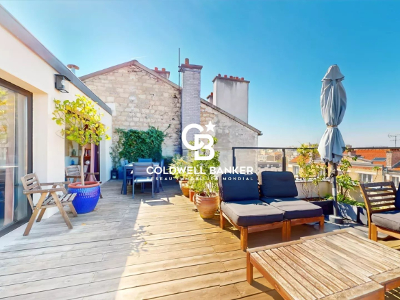 MONTROUGE Hypercentre – Magnifique duplex/penthouse traversant Terrasse OUEST vue Tour Eiffel