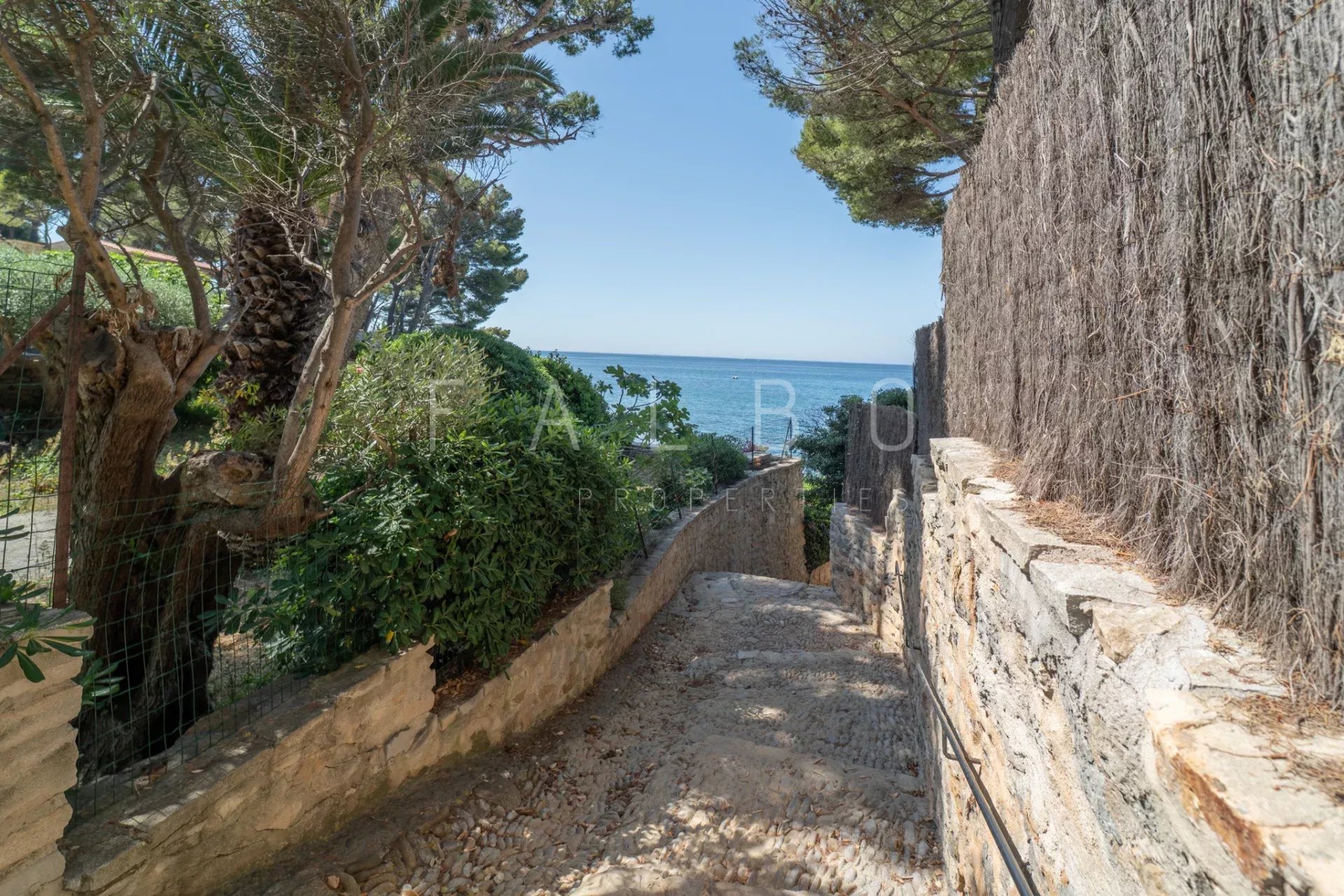 Path leading to the sea with sea views and lush vegetation in La Ciotat.